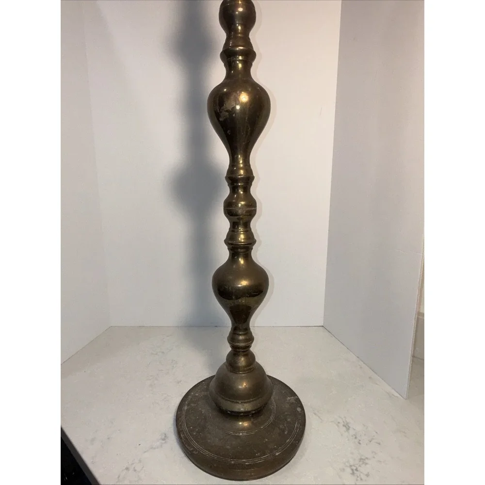 VTG Set Of 2 HEAVY Brass Floor Church Candle Holder Candlestick 39.5 In